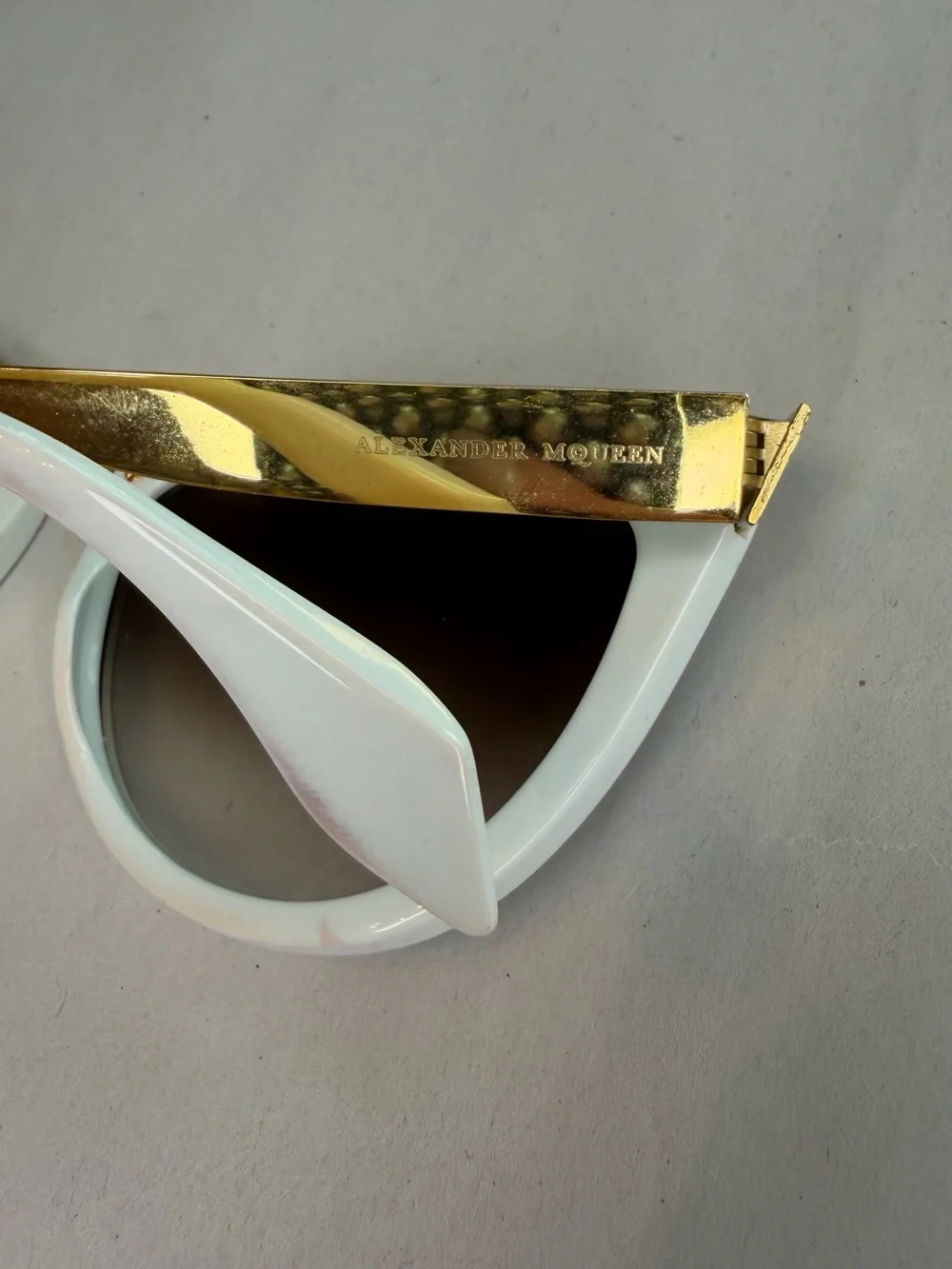 White Cat Eye Sunglasses with Gold Trim